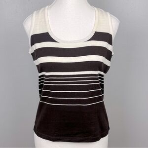 Emanuel Ungaro 100% cotton brown & ivory striped tank style top, size medium.